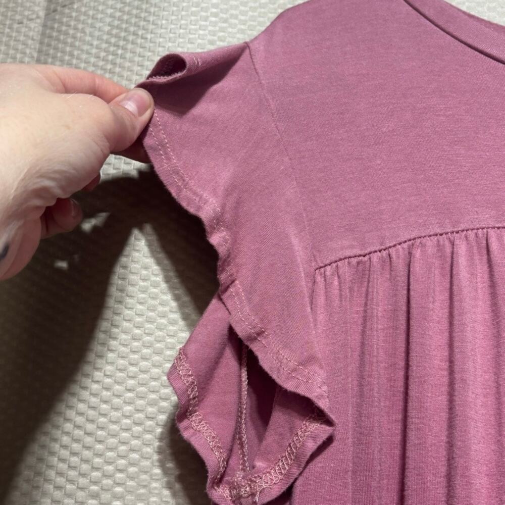 Emory Park Womens Small S Dusty Mauve Tiered Babydoll Ruffle Sleeve Mini Dress - Picture 2 of 7